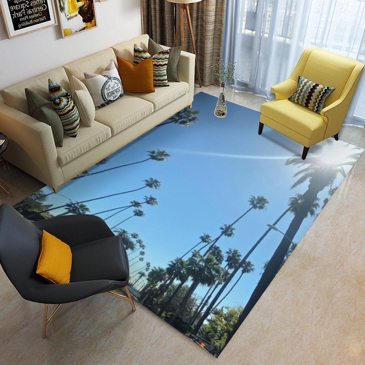 (Beverly Hills CANON Dr. Palm Trees) Foldable Rectangular Floor Mat