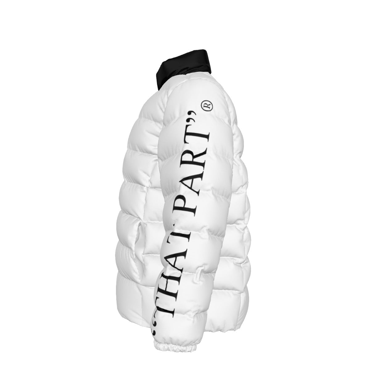 NEW!!! 'THAT PART" branded (left sleeve/ CANDY WHITE) Unisex Stand collar slim down jacket