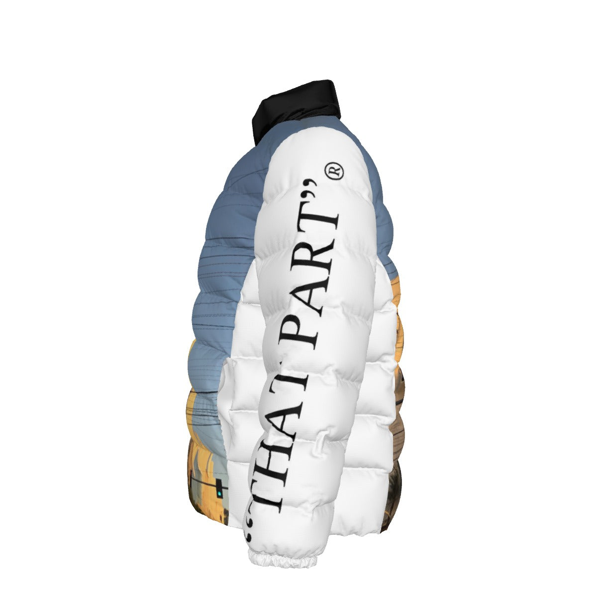 NEW!!! 'THAT PART" branded (left sleeve/ BEVERLY CENTER MALL Sign) Unisex Stand collar slim down jacket