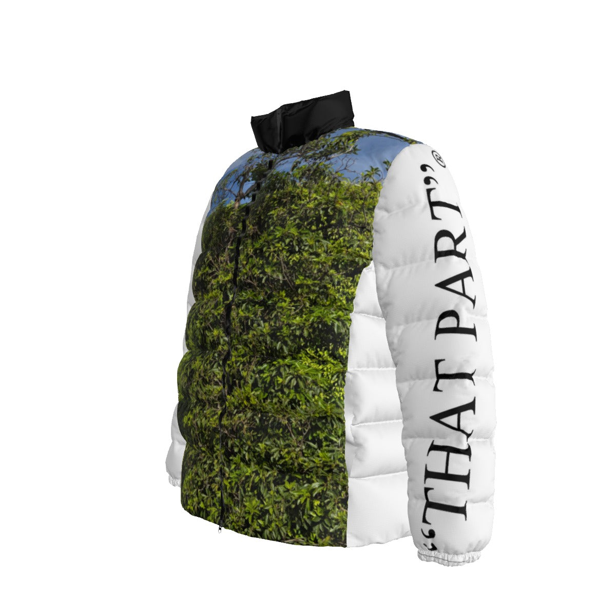 NEW!!! "THAT PART" branded (left sleeve/ HIGH HEDGES front/rear) Unisex Stand collar slim down jacket