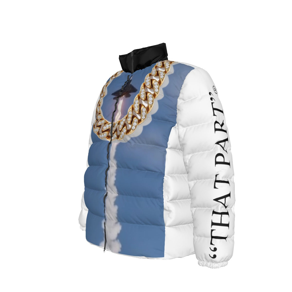 NEW!!! AFTERBURNER /GOLD CHAIN Unisex Stand collar slim down jacket