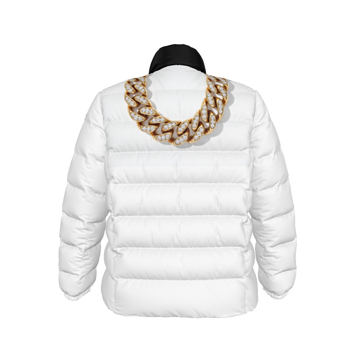 NEW!!! GOLD CHAIN (front & rear) Unisex Stand collar slim down jacket