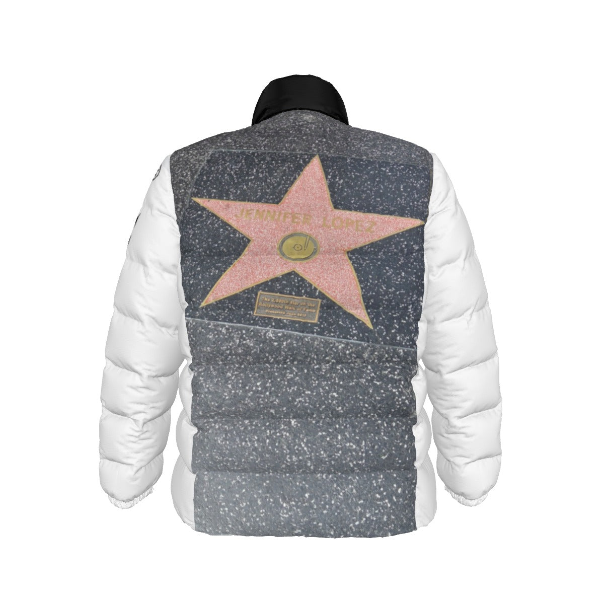 NEW!!! "THAT PART" branded (left sleeve/JENNIFER LOPEZ Hollywood Blvd. STAR front/rear) Unisex Stand collar slim down jacket
