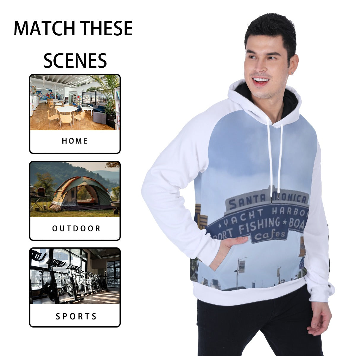 NEW!!! "THAT PART" branded (left sleeve/ Santa Monica Pier Sign front/rear) Men's Heavy Fleece Raglan Hoodie