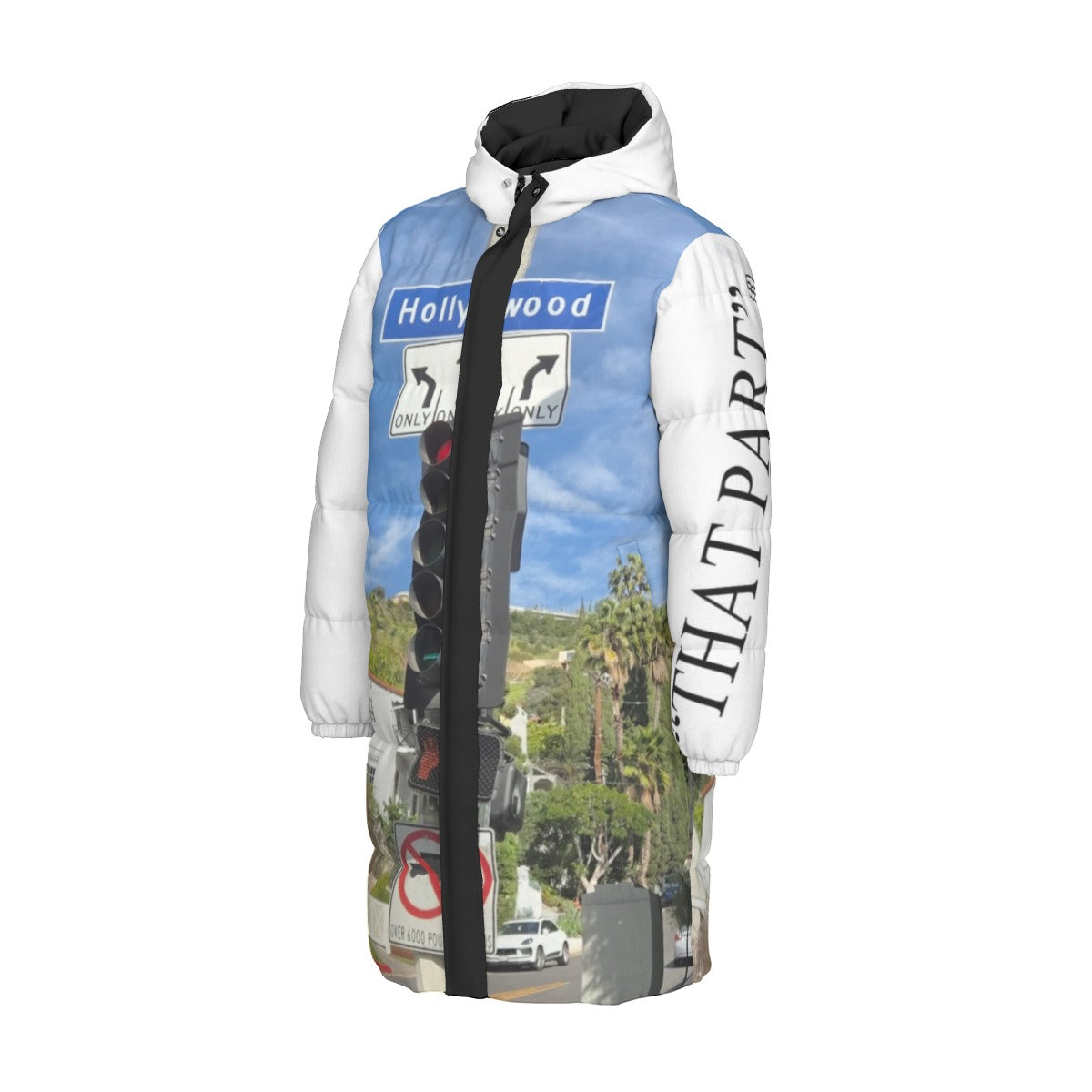 NEW!!! "THAT PART" branded (left sleeve/ HOLLYWOOD Blvd. Sign front/ rear) Unisex Long Down Jacket