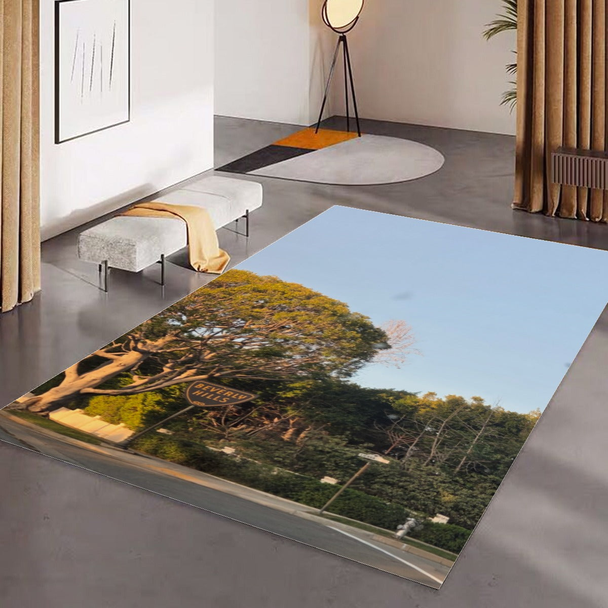 (Beverly Hills Sign) Foldable Rectangular Floor Mat