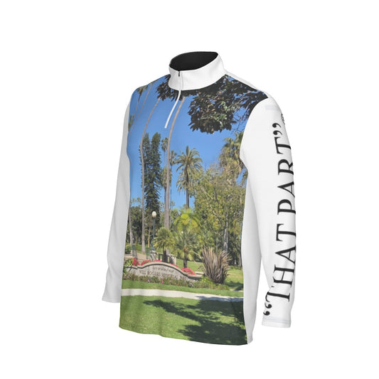 NEW!!! "THAT PART" branded (left sleeve/ Beverly Hills Will Rogers Park Sign front) Men's Sports Collar Jersey With Long Sleeve| Interlock