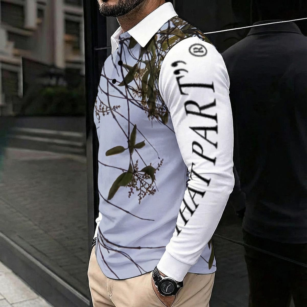 NEW!!! "THAT PART" branded (left sleeve & Face in Trees front & rear) Men's Polo Long Sleeve Shirt