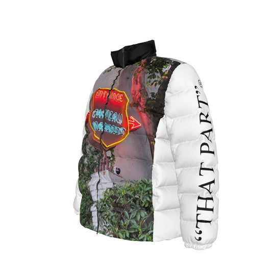 NEW!!! "THAT PART" branded left sleeve/ CHATEAU MARMONT HOTEL Sign  front/rear Unisex Stand collar slim down jacket