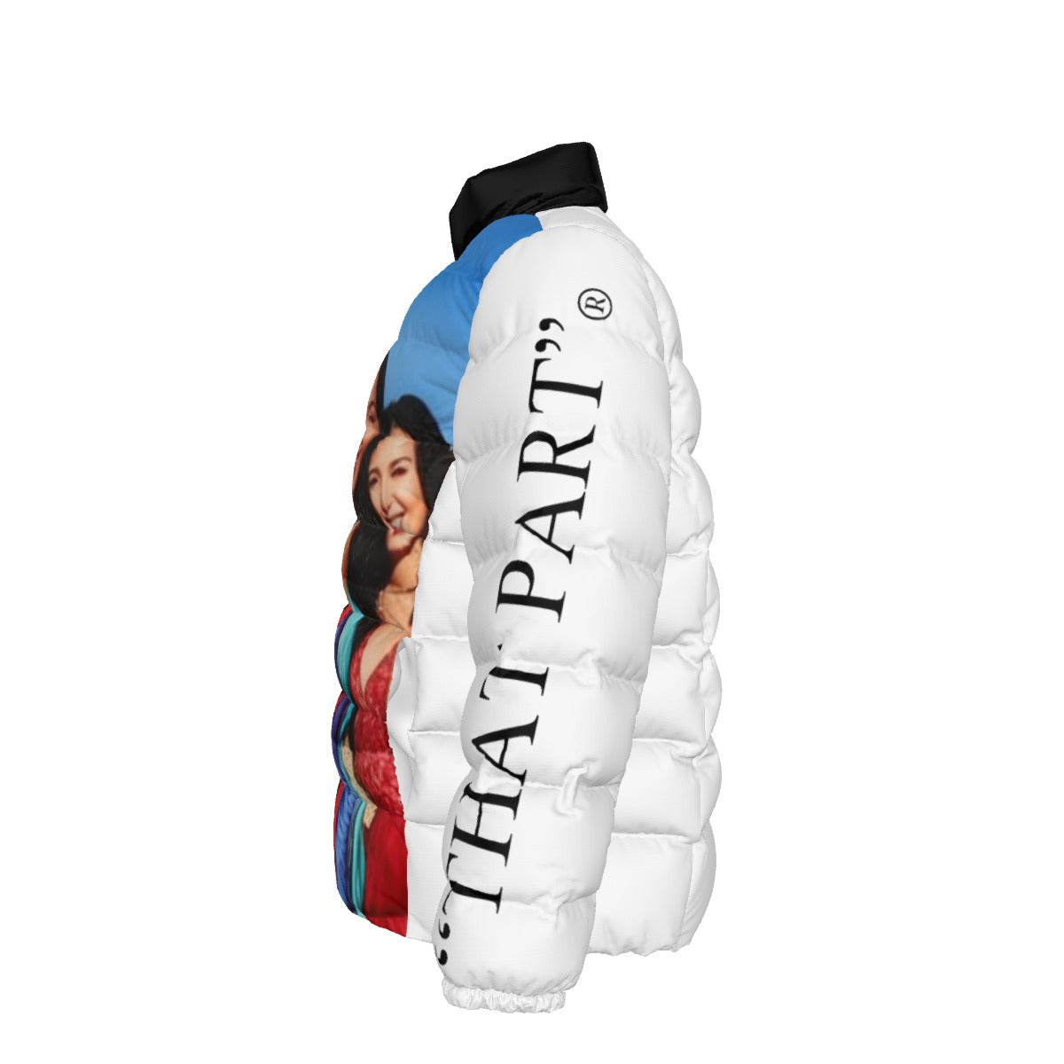 NEW!!! 'THAT PART" branded (left sleeve/ GIRLS ON VACATION front) Unisex Stand collar slim down jacket