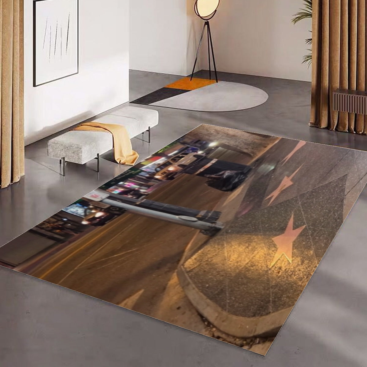 (HOLLYWOOD Blvd. Sidewalk) Foldable Rectangular Floor Mat