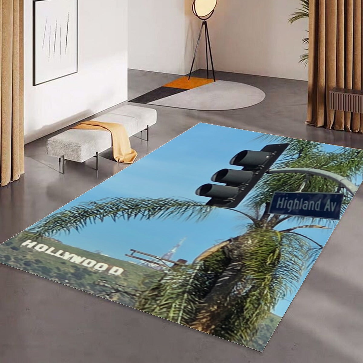 (Hollywood Sign) Foldable Rectangular Floor Mat