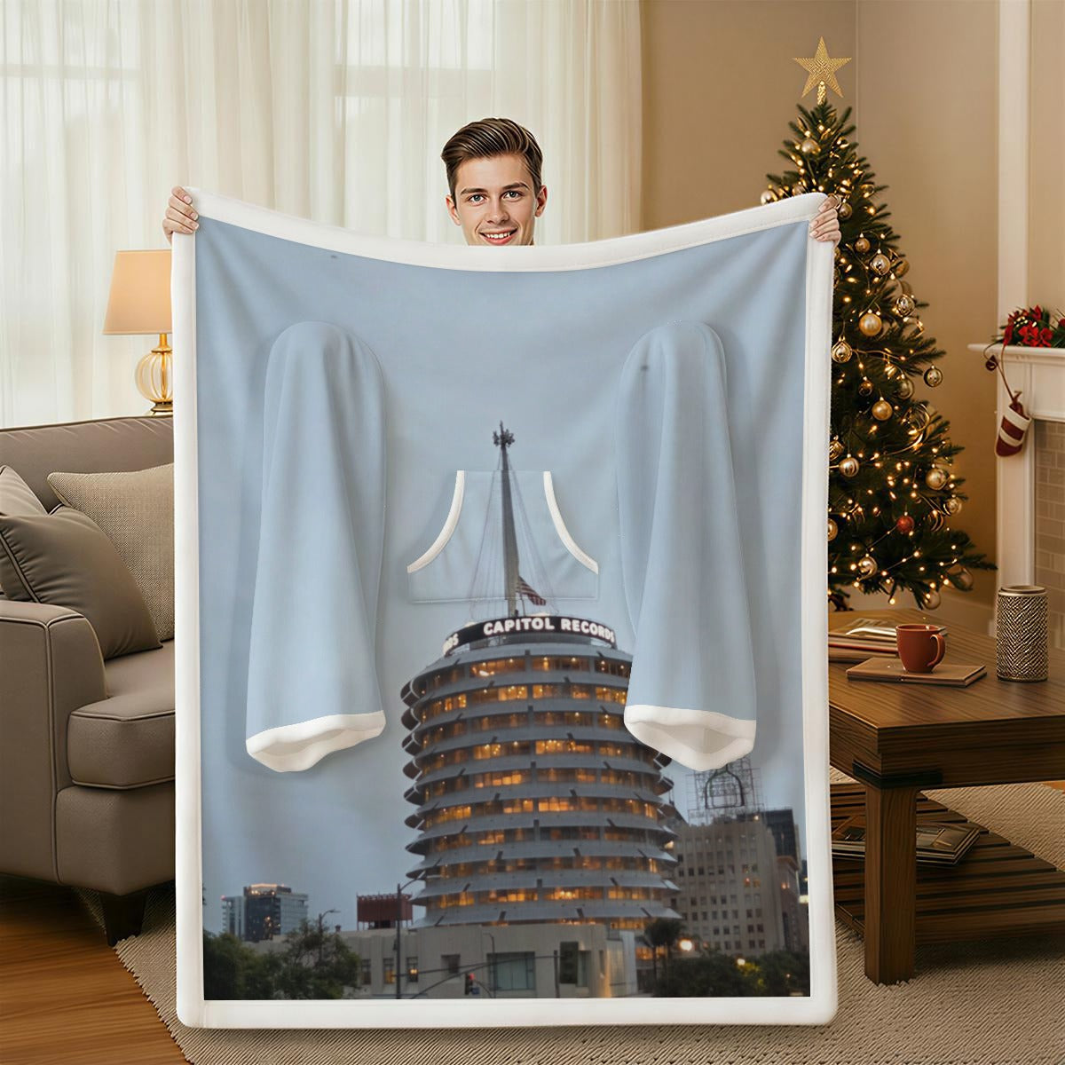 NEW!!! CAPITOL RECORDS Tower Wearable Blanket with Sleeves