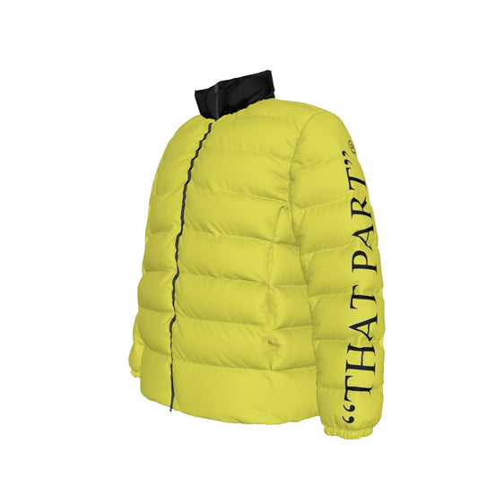 NEW!!! 'THAT PART" branded (left sleeve/ CANDY YELLOW) Unisex Stand collar slim down jacket
