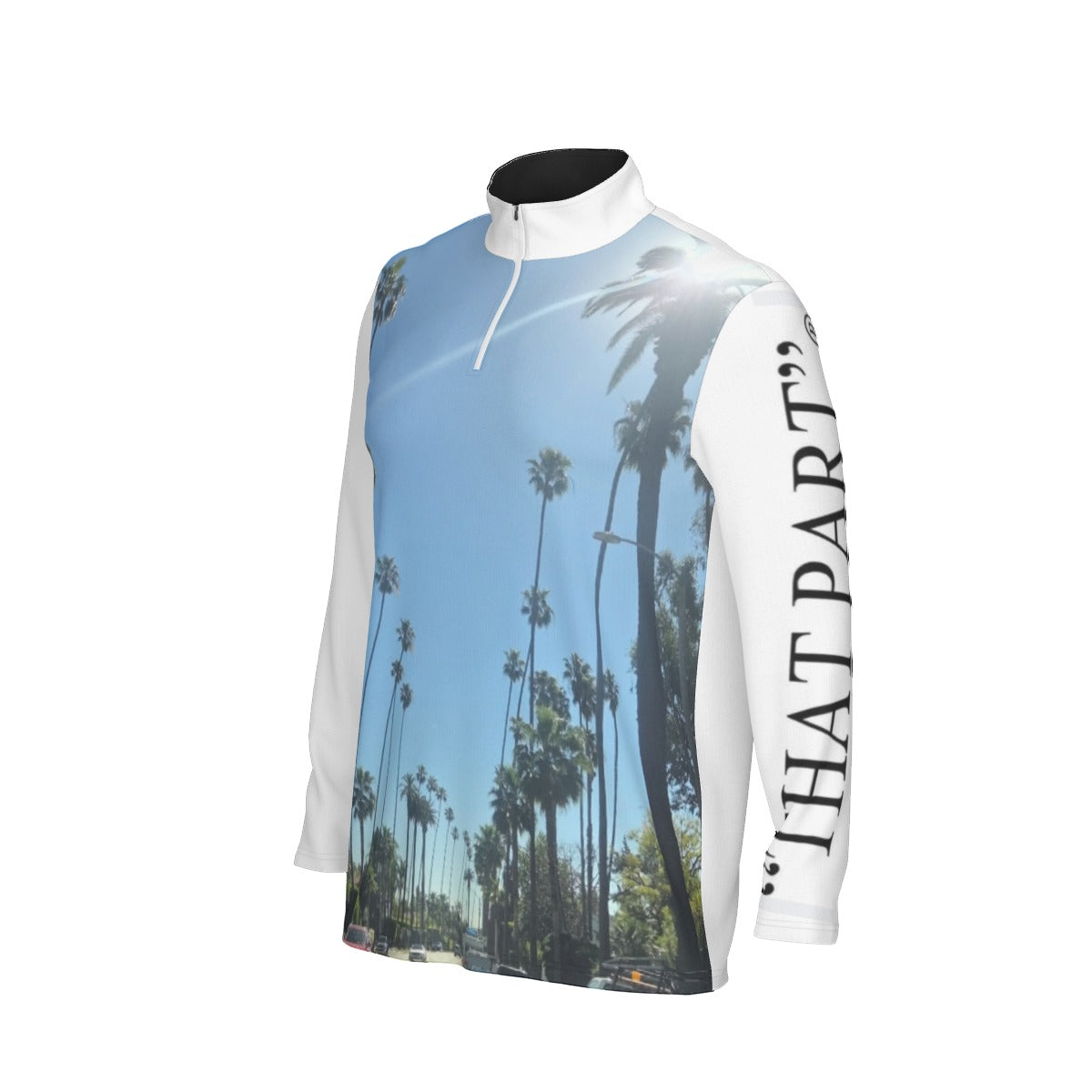 NEW!!! "THAT PART" branded (left sleeve/ Beverly Hills Palm Trees front) Sports Collar Jersey With Long Sleeve| Interlock