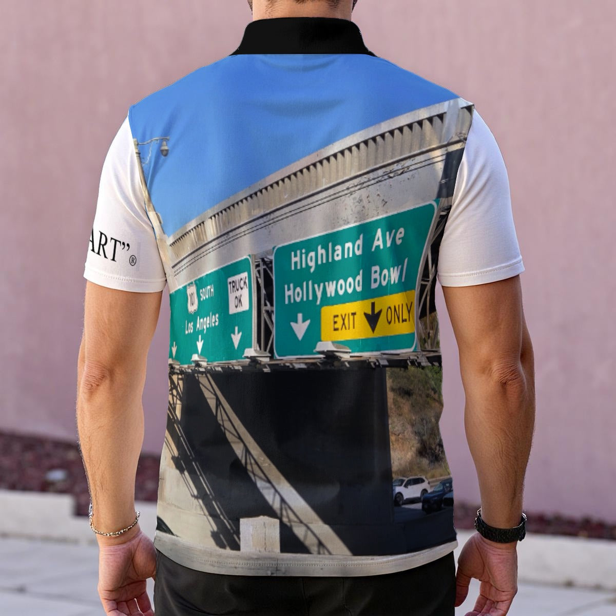 NEW!!! "THAT PART" branded (left sleeve/ HOLLYWOOD Fwy. Sign front/ rear)Men's Polo Collar Jersey