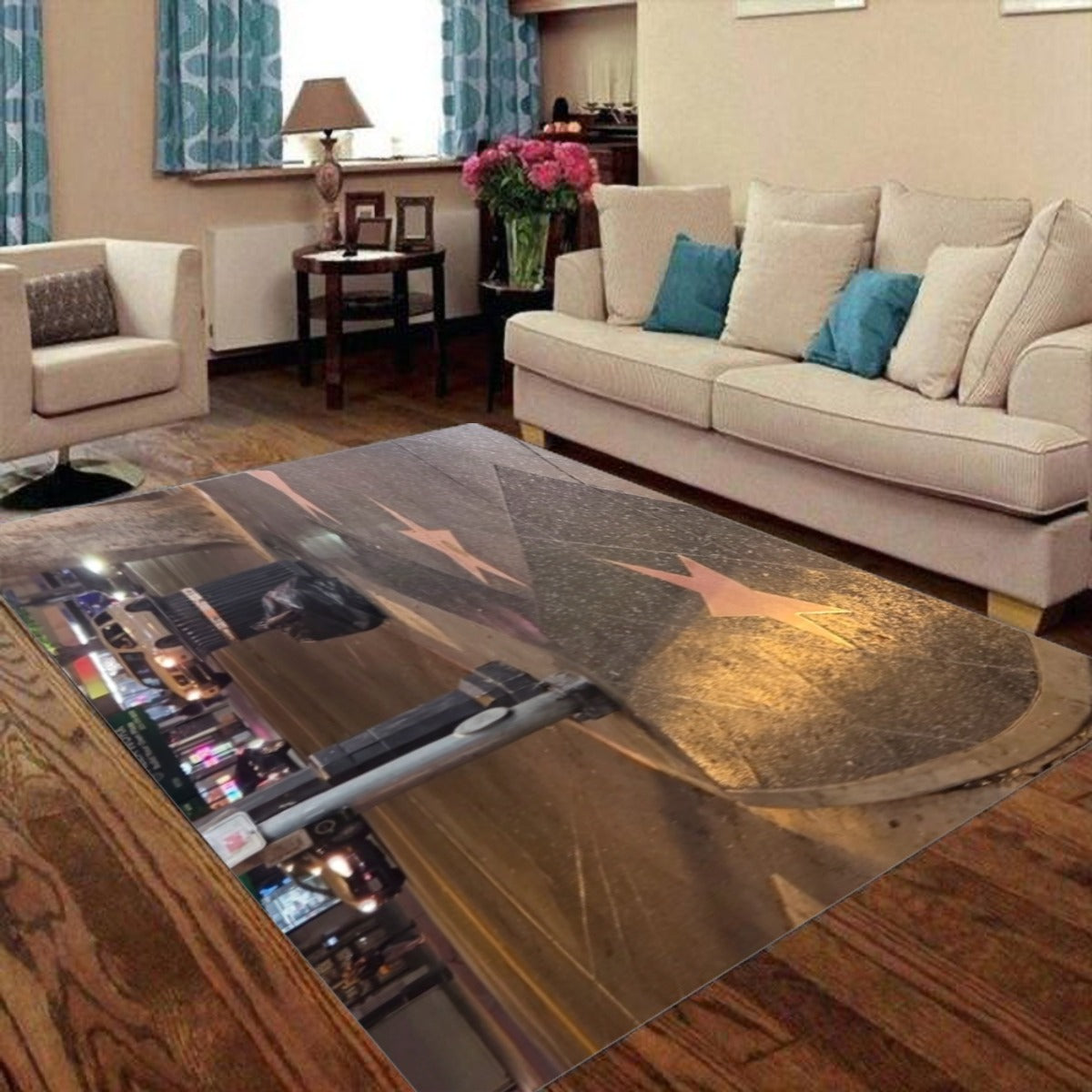 (HOLLYWOOD Blvd. Sidewalk) Foldable Rectangular Floor Mat