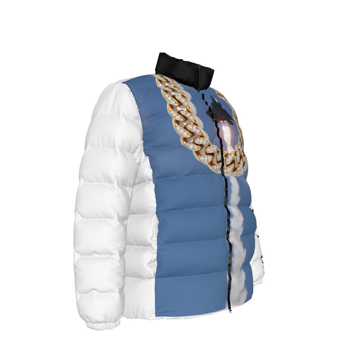 NEW!!! AFTERBURNER /GOLD CHAIN Unisex Stand collar slim down jacket