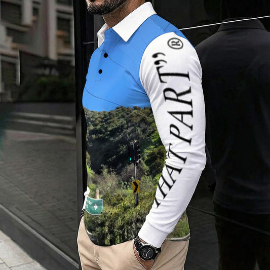 NEW!!! "THAT PART" branded ( left sleeve & Sepulveda Blvd. Sign front & rear) Men's Polo Long Sleeve Shirt