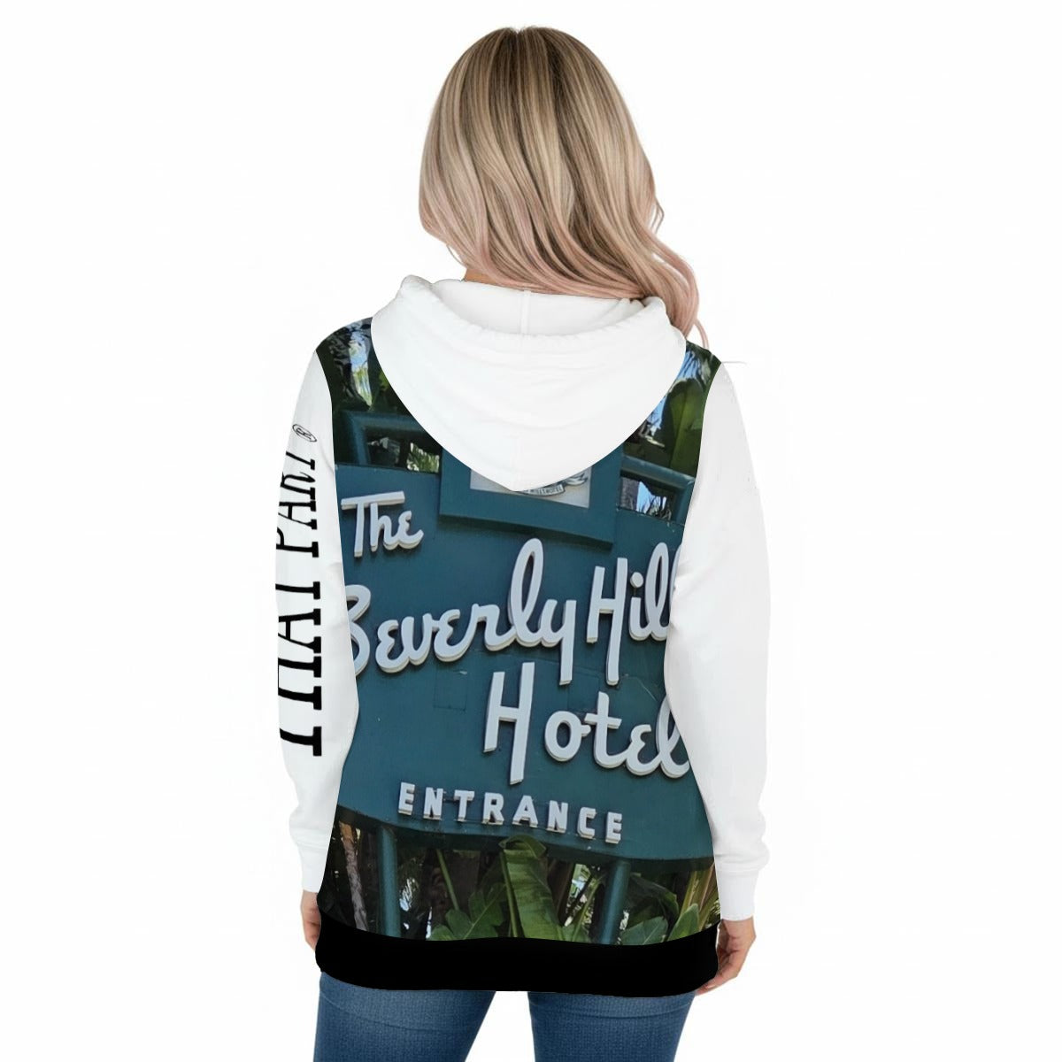 NEW!!! "THAT PART" branded (left sleeve / Beverly Hills Hotel Sign front rear) Women's Pullover Hoodie with Drawstring