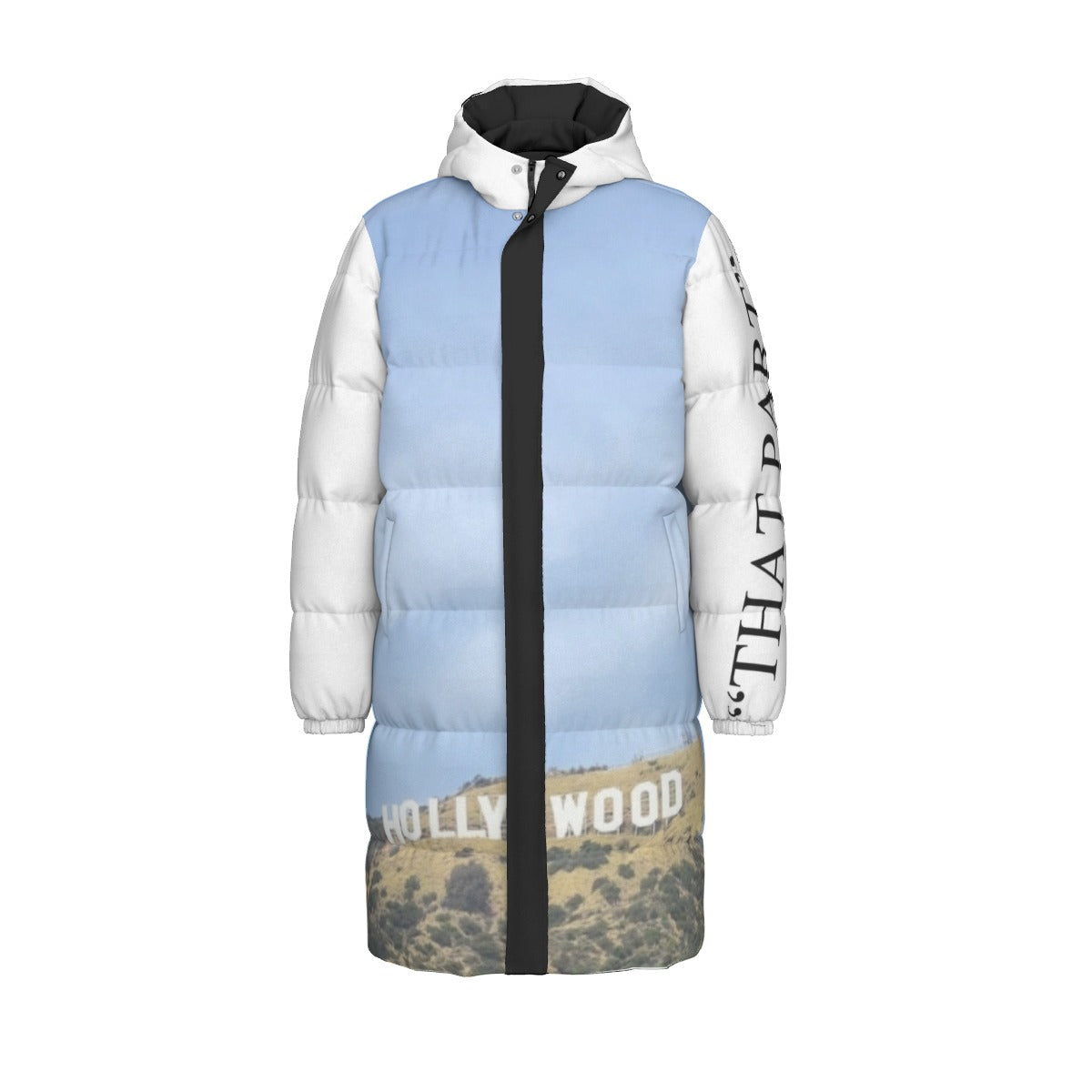 NEW!!! "THAT PART" branded left sleeve/ HOLLYWOOD Sign rear Unisex Long Down Jacket