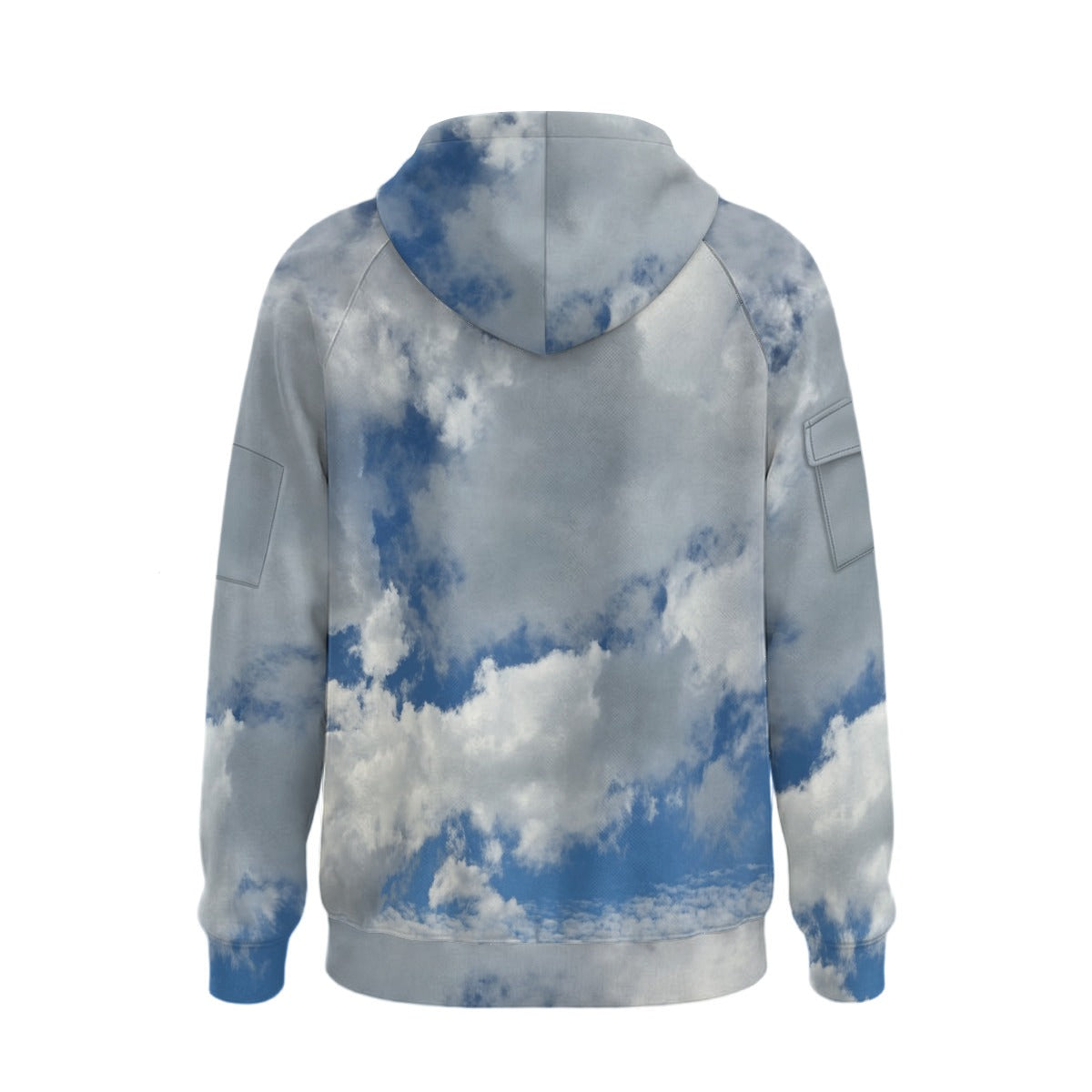 NEW!!! (CLOUDS) printed Men’s Fleece Half-Zip Hoodie with Arm Pockets