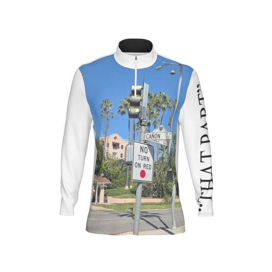 NEW!!! "THAT PART" branded (left sleeve/ Beverly Hills CANON Dr. & Sunset blvd. Sign front) Men's Sports Collar Jersey With Long Sleeve| Interlock