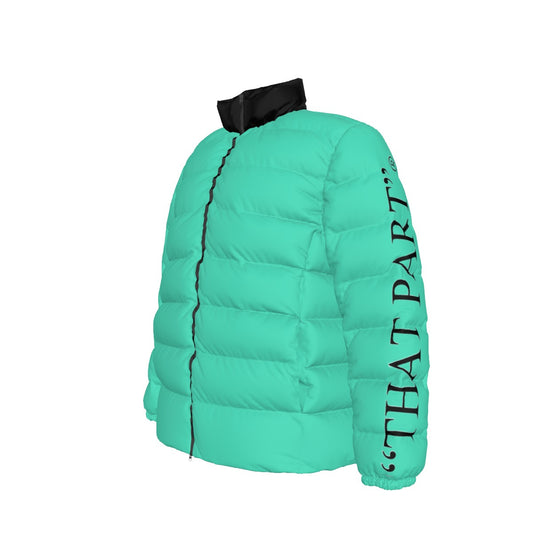 NEW!!! 'THAT PART" branded (left sleeve/ CANDY BLUE) Unisex Stand collar slim down jacket