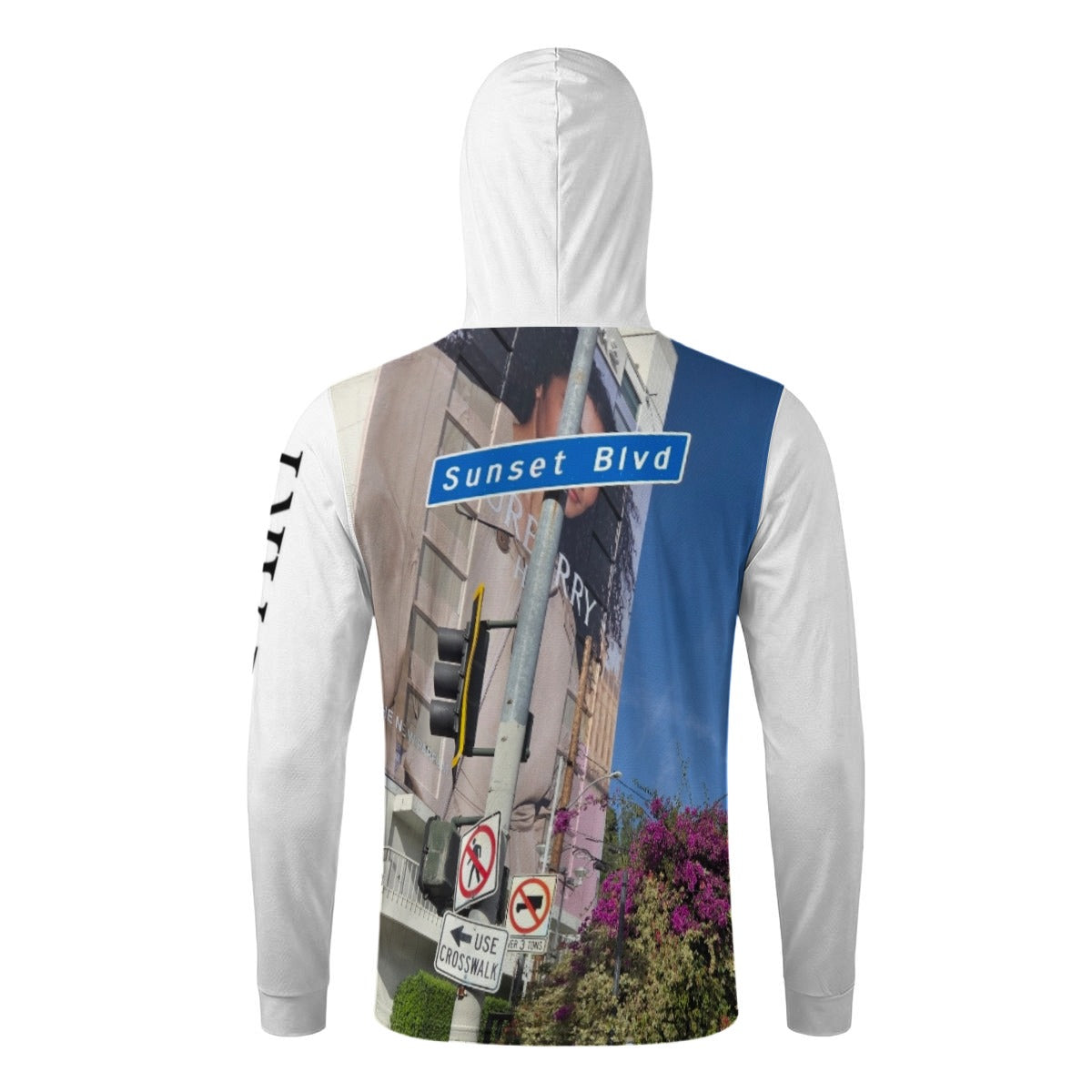 NEW!!! "THAT PART" branded (SUNSET Blvd. area sign front/rear) Men’s Sun Protection Hoodie with Face Cover and Thumb Holes