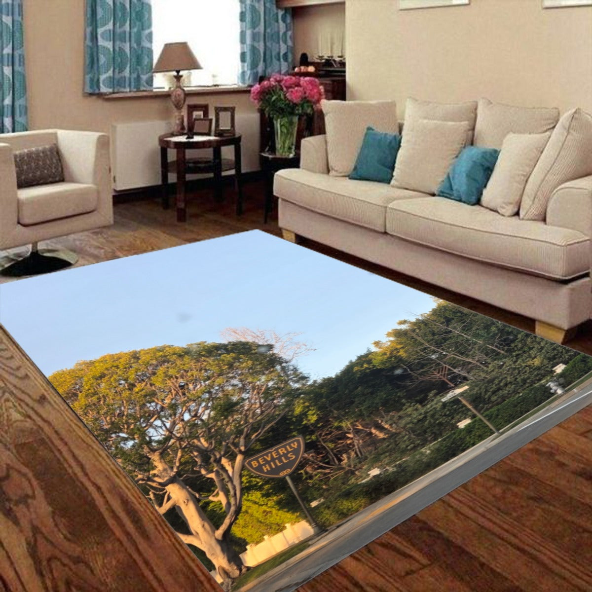 (Beverly Hills Sign) Foldable Rectangular Floor Mat