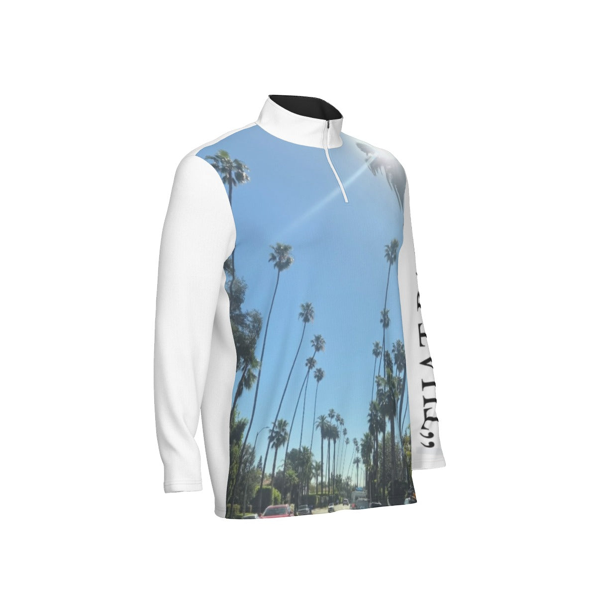 NEW!!! "THAT PART" branded (left sleeve/ Beverly Hills Palm Trees front) Sports Collar Jersey With Long Sleeve| Interlock