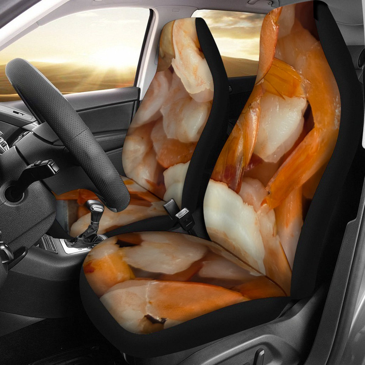 3D printed Steamed Shrimp Universal Car Seat Cover With Thickened Back