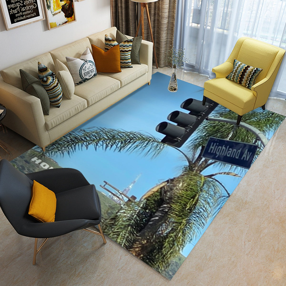 (Hollywood Sign) Foldable Rectangular Floor Mat