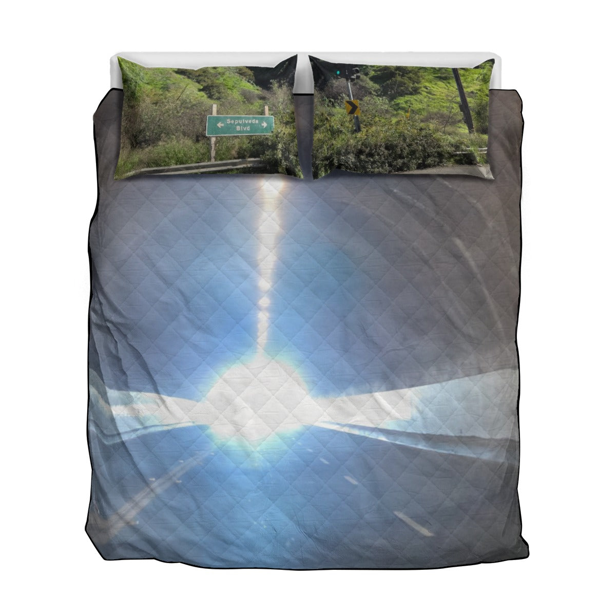 NEW!!! (Sepulveda Pass TUNNEL) Quilt & Pillow Cases with Edge-wrapping Strips