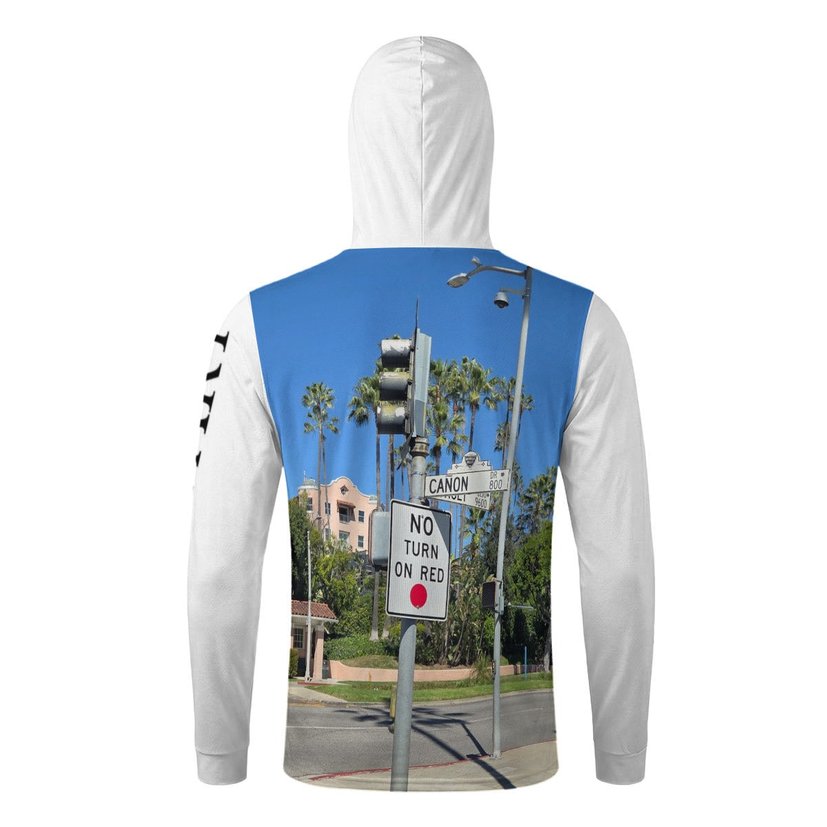 NEW!!! "THAT PART" branded (BEVERLY Hills SUNSET & CANON Blvd. area sign front/rear) Men’s Sun Protection Hoodie with Face Cover and Thumb Holes