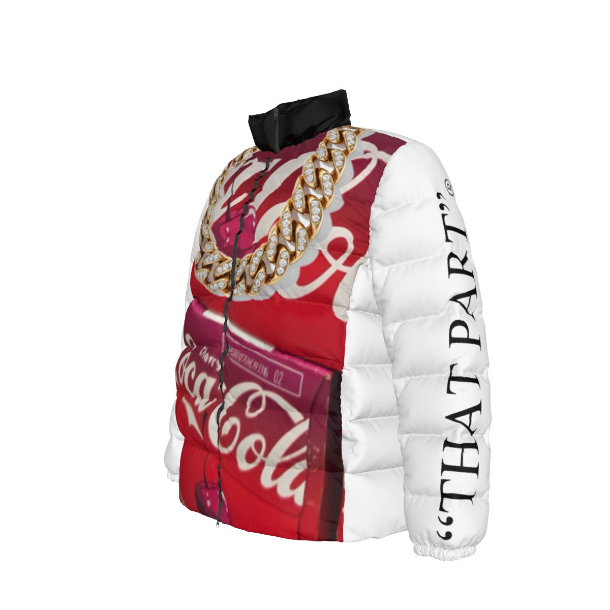 NEW!!! GOLD CHAIN (front & rear) Unisex Stand collar slim down jacket