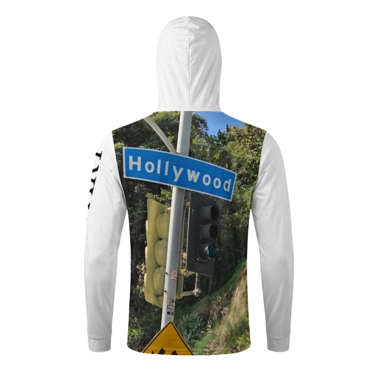 NEW!!! "THAT PART" branded (HOLLYWOOD Hills area sign front/rear) Men’s Sun Protection Hoodie with Face Cover and Thumb Holes