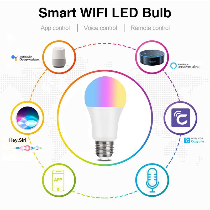 WiFi Smart Bulb Alexa Voice Control RGBCW Dimming Color