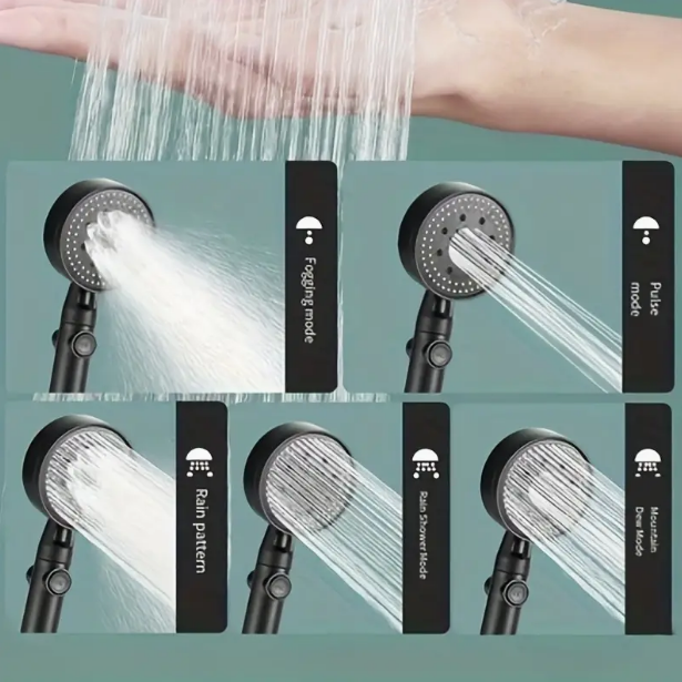 5 Modes, 360°Adjustable Detachable Hydro Jet Shower Head