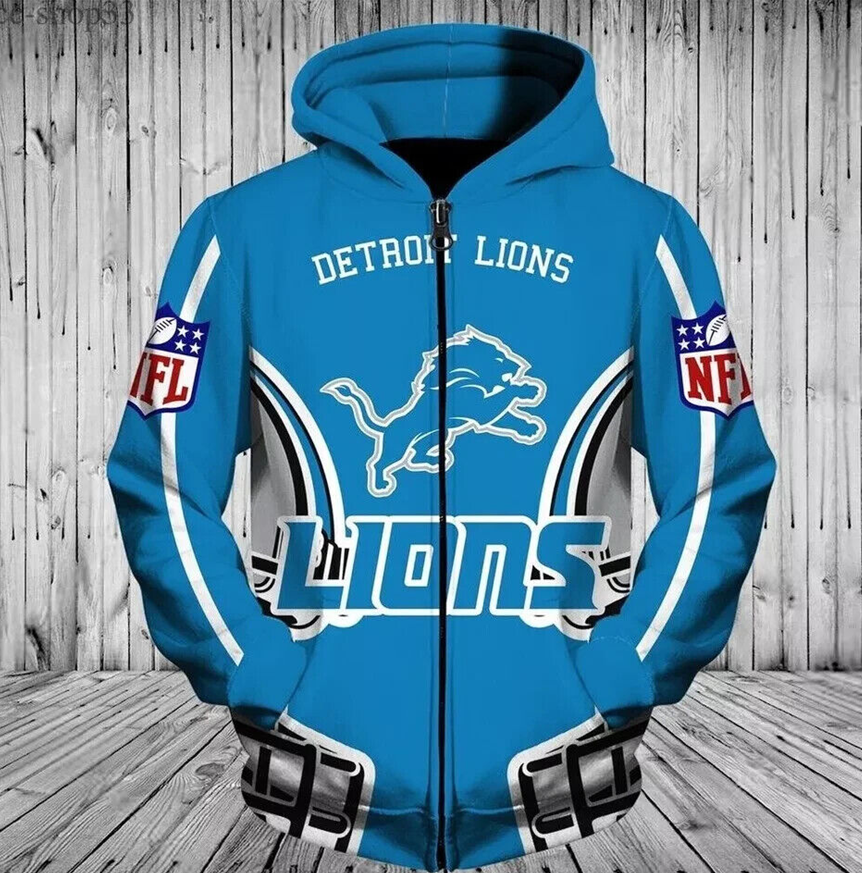 Detroit Lions New York Giants Buffalo Bills Digital Print zipper hooded cardigan jacket