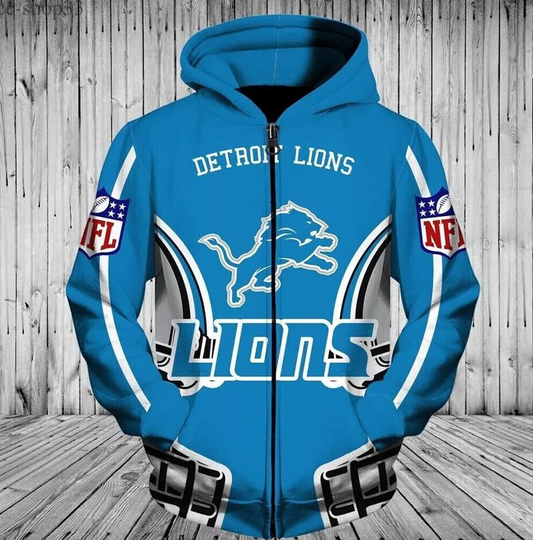 Detroit Lions New York Giants Buffalo Bills Digital Print zipper hooded cardigan jacket