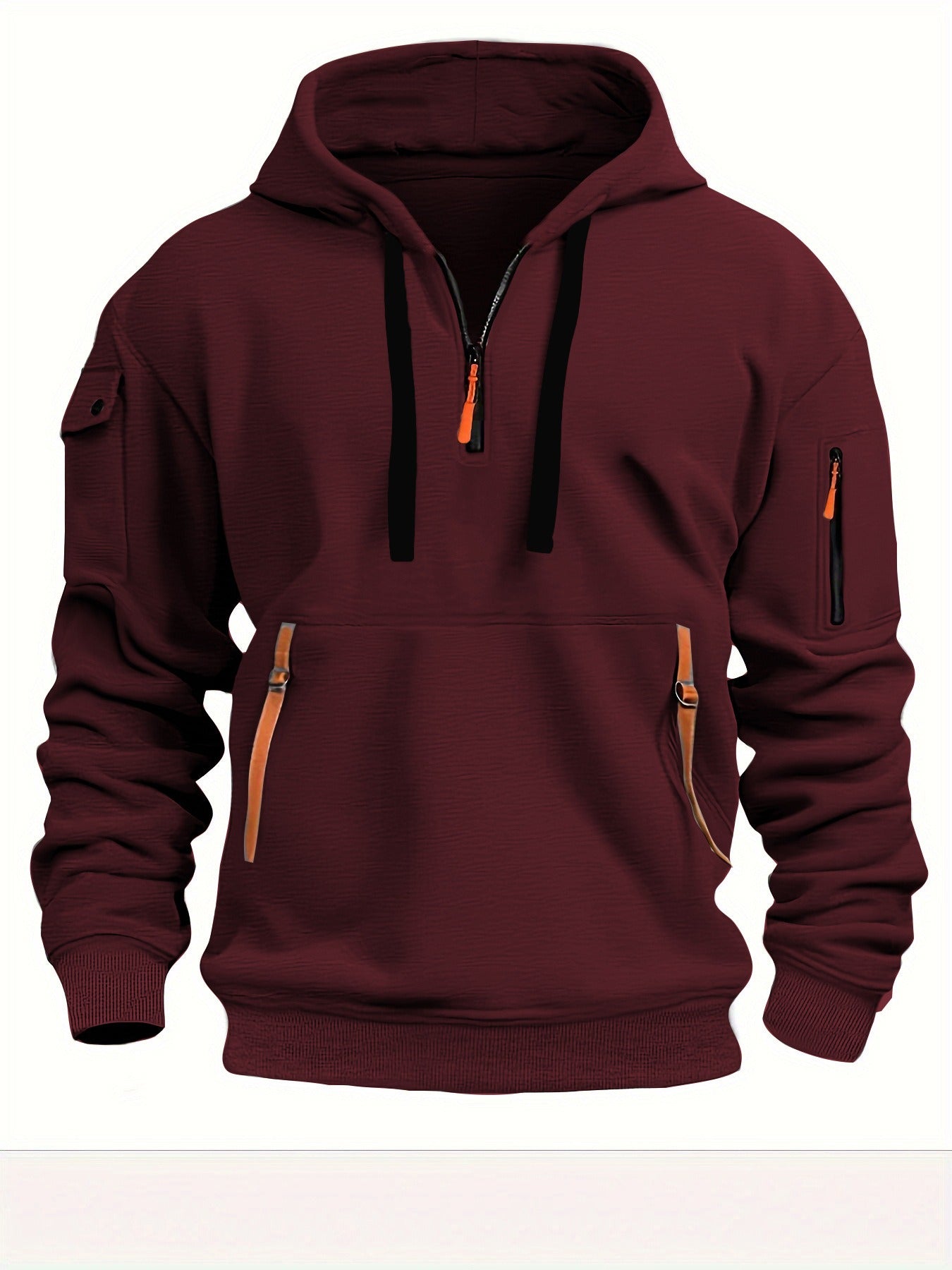 Hoodie hooded sweatshirt with zipper multi pocket pullover