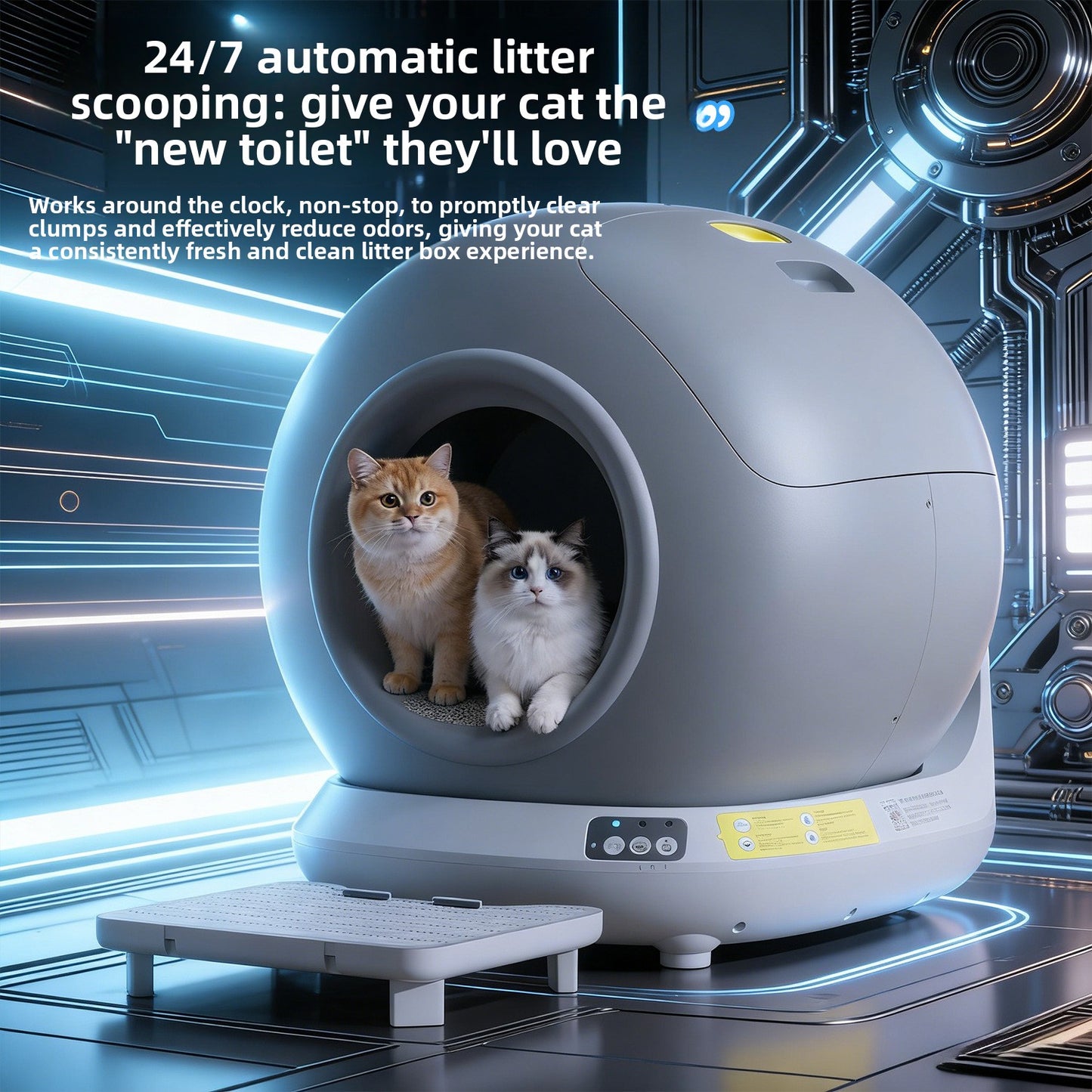 Smart Automatic Cat Litter Box with App Control