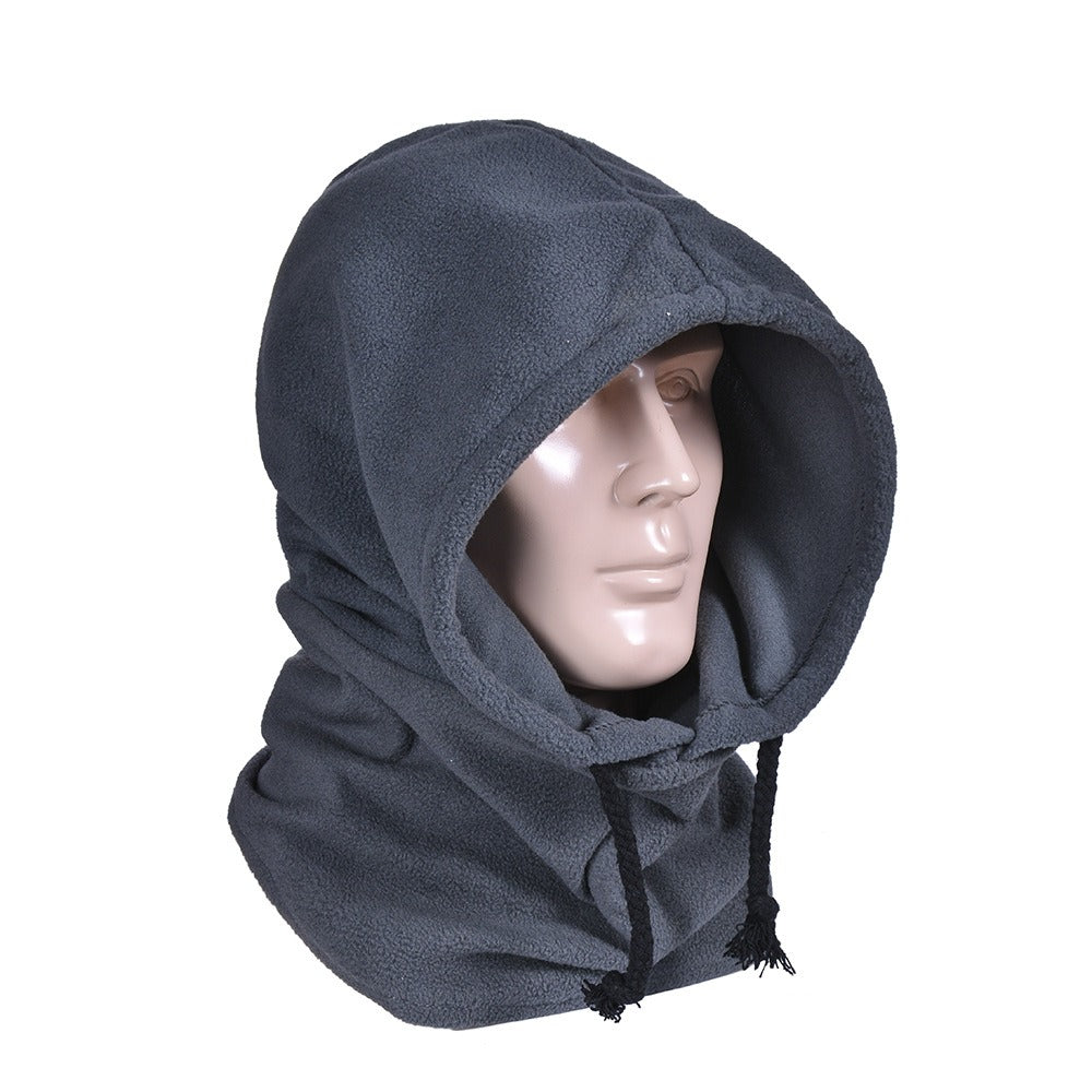 Polar Fleece Outdoor Riding Headgear Windproof Fleece Hat Warm Bib Face Shield One-Piece Mask