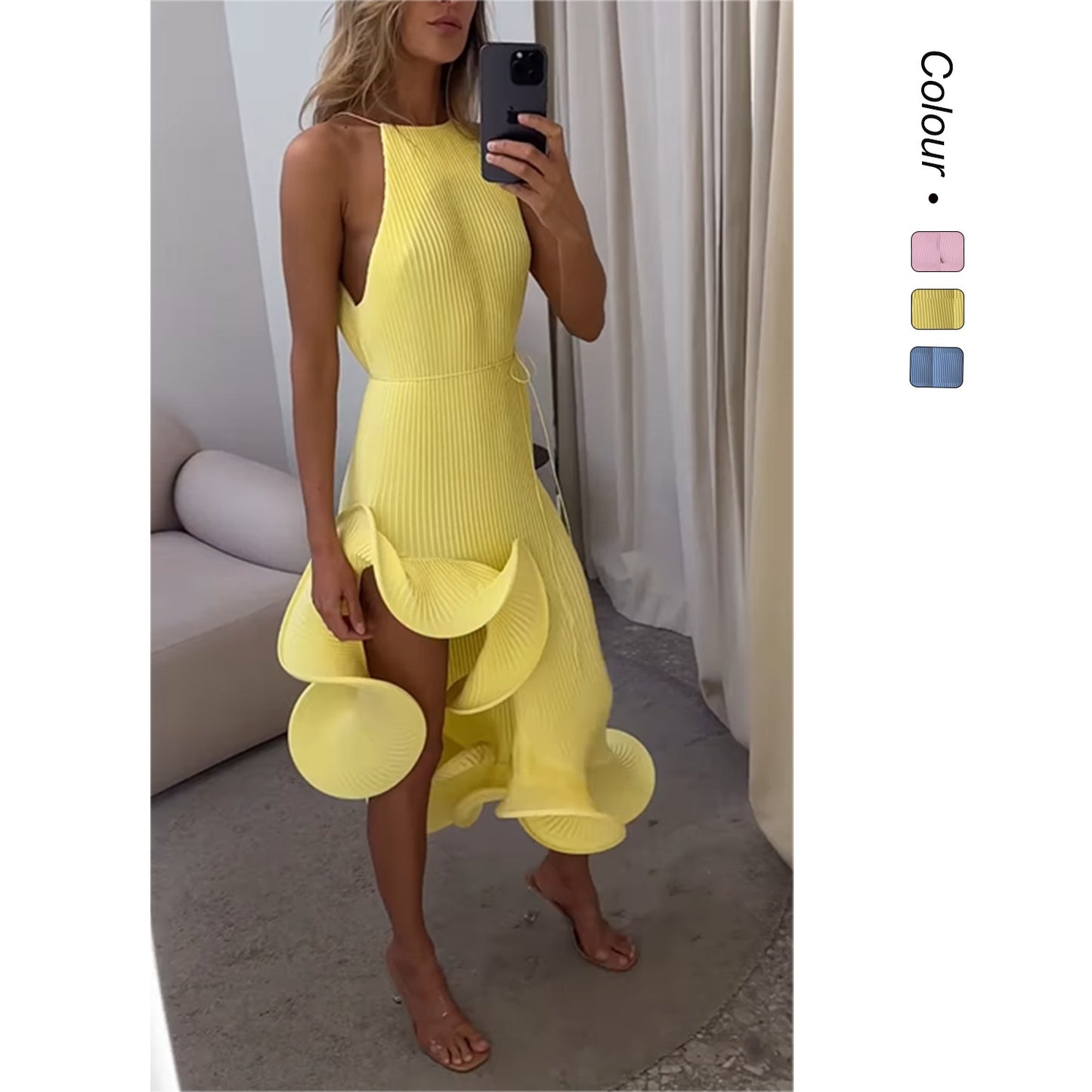 Leaf Trim Strapless Fitted Dress