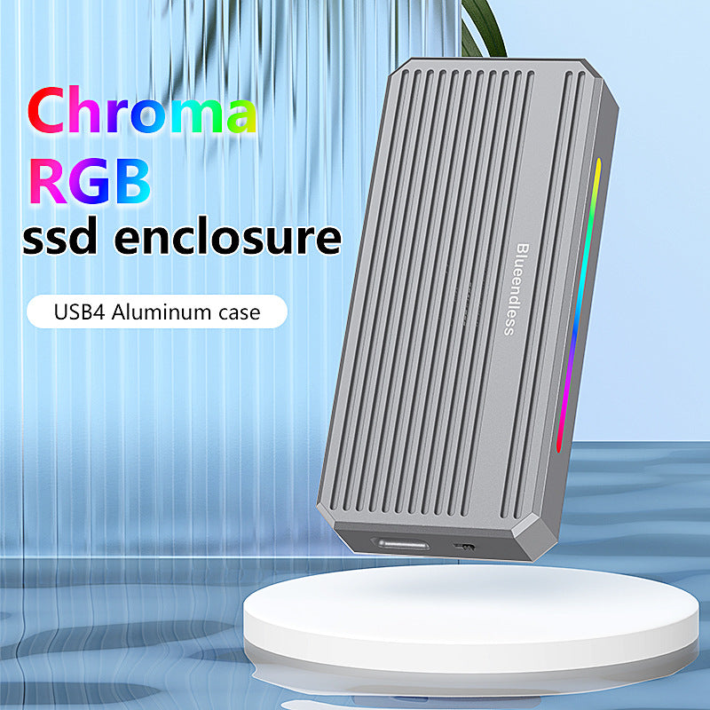 4TB USB4 external hard drive M2 NVME solid-state drive reader Thunderbolt 4 portable hard drive box with RGB light external