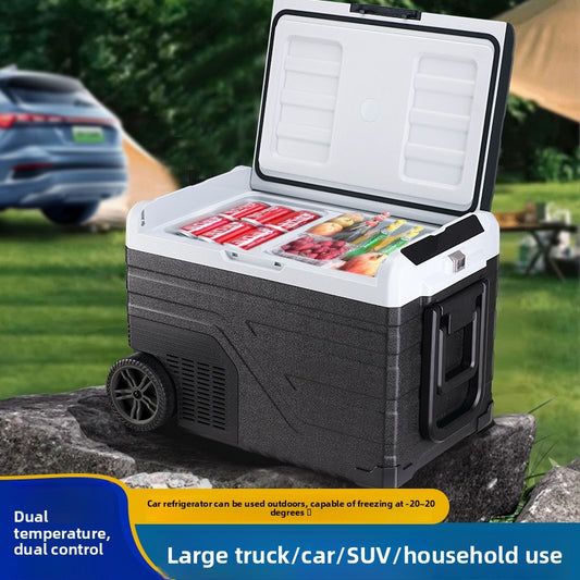 Dual Temperature Car Refrigerator with Wheels
