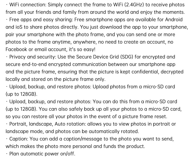 Cloud Photo Frame WiFi digital photo frame 16G memory smart photo album