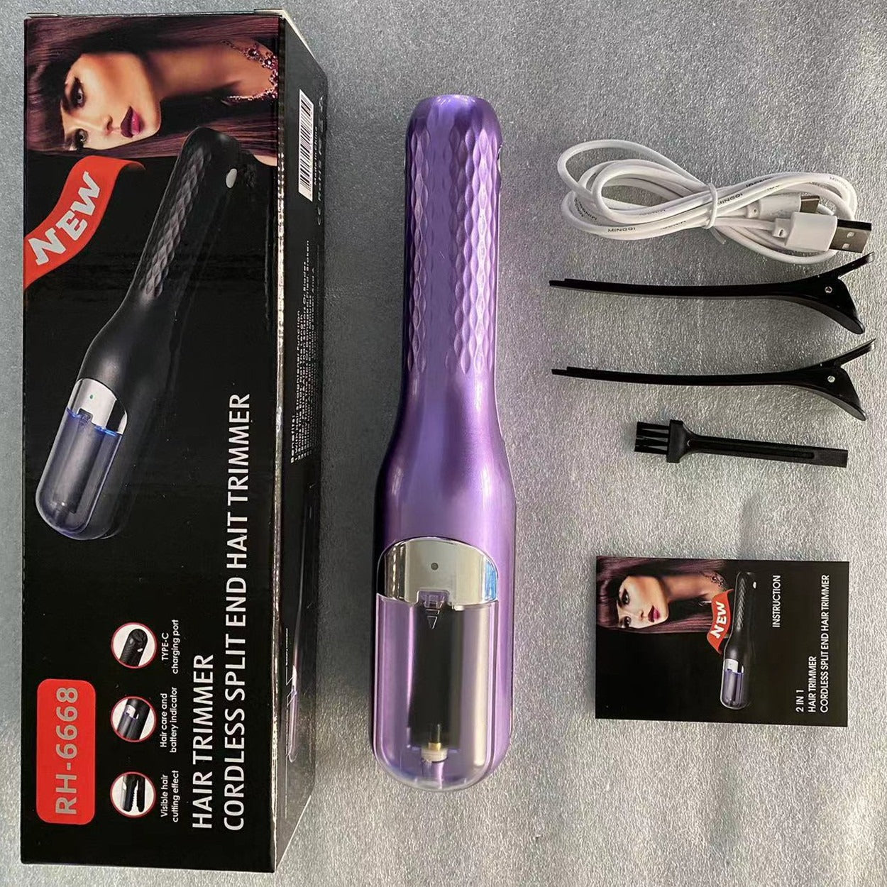 Hair Clipper, hair splitting and trimming device, multifunctional electric women's 2-in-1 trimming and cutting