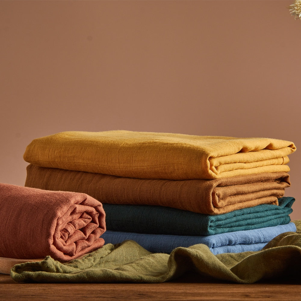 100% Cotton Plain Color 2pcs Set Swaddle Blanket